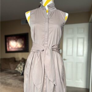 Anthropologie Elizabeth Klein Taupe Belted Mini Dress